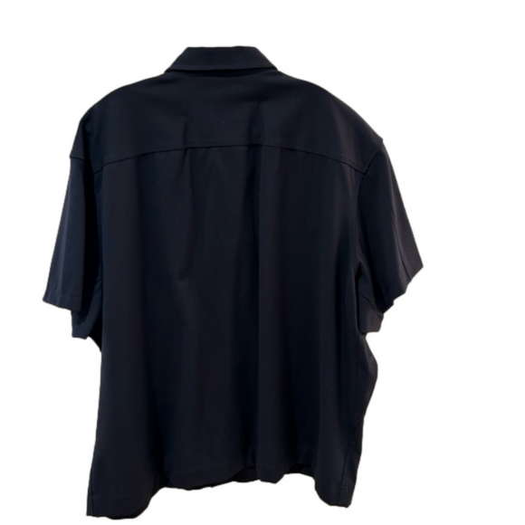 NWOT BOSS NAVY SHORT SLEEVE SHACKET QUIET LUXURY ITALIAN FABRIC RELAXED FIT XL - Picture 2 of 5